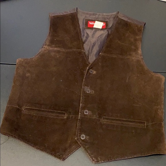 Vintage Wrangler Hero 💯 Genuine Leather Vest - Picture 2 of 6